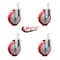 Service Caster 5 Inch Red Polyurethane Wheel Swivel 3/4 Inch Square Stem Caster Set SCC SCC-SQ20S514-PPUB-RED-34-4 - alternate 4